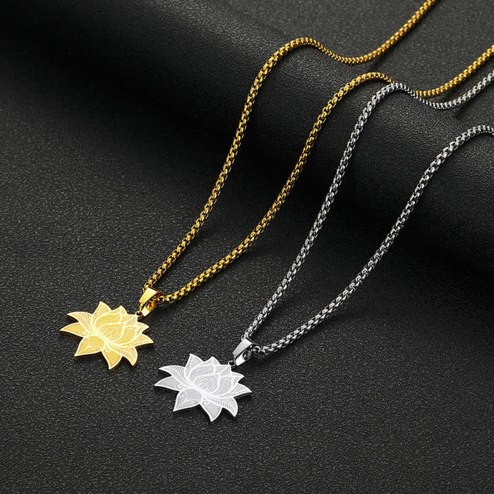 Buddha Stones Meditation Lotus Titanium Steel Chain Protection and Purity Necklace - image 8