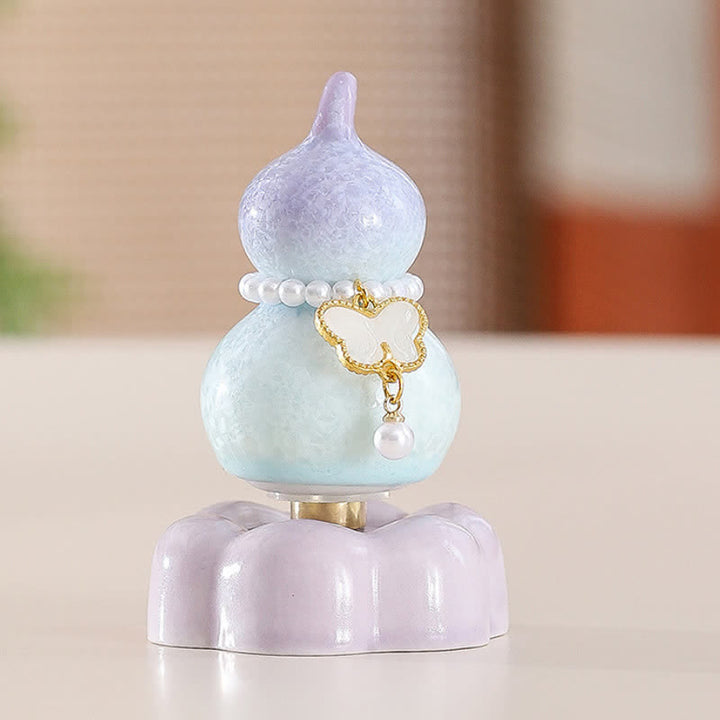 Buddha Stones Ceramic Butterfly Gourd Rotating Mindful Living Decor - Gourd Purple+White Butterfly+Purple Base - image 21