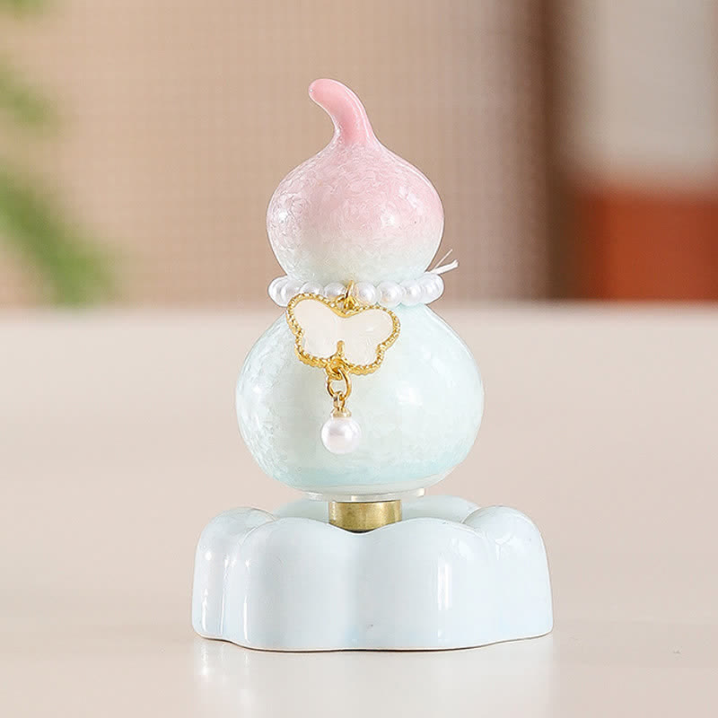 Buddha Stones Ceramic Butterfly Gourd Rotating Mindful Living Decor - Gourd Pink+White Butterfly+Pink Base - image 23