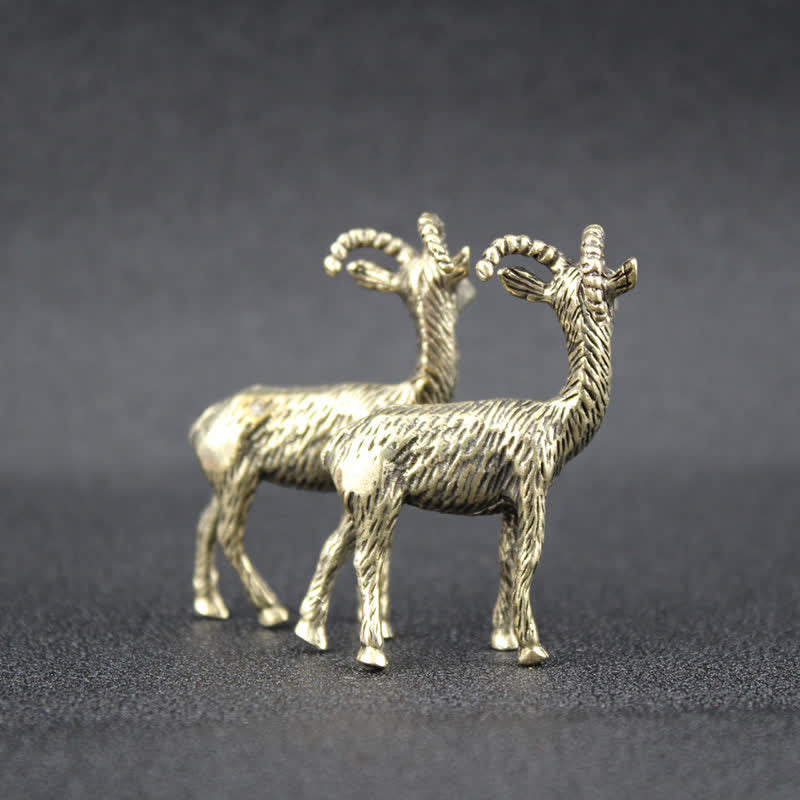 Buddha Stones Brass Goat Chinese Zodiac Luck Figurine Cute Animal Decor - image 1