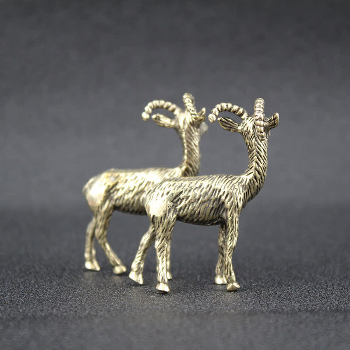 Buddha Stones Brass Goat Chinese Zodiac Luck Figurine Cute Animal Decor - image 1