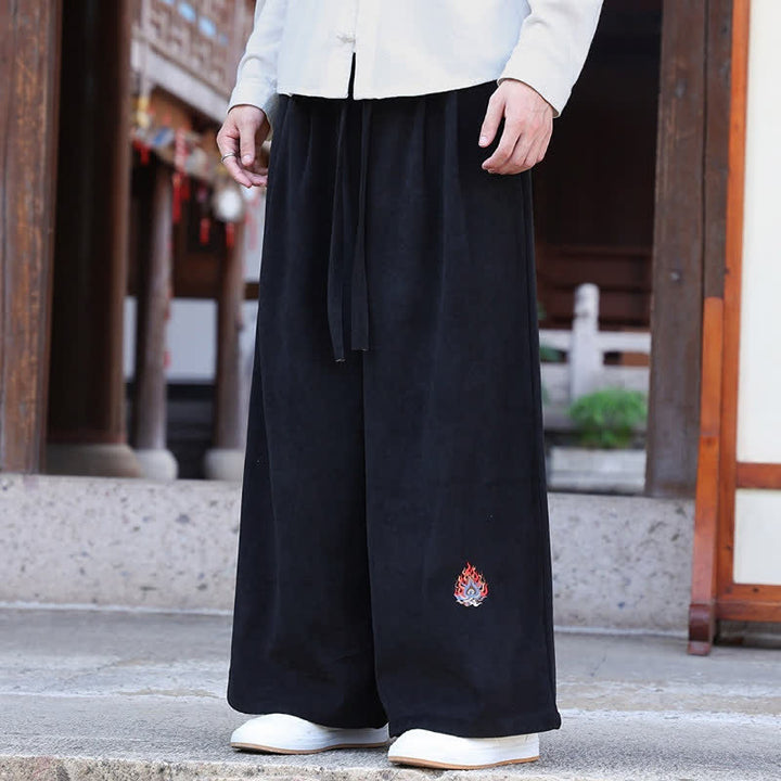 Buddha Stones Fall Winter Casual Vintage Drawstring Embroidery Solid Long Pants Men's Straight Leg Pants With Pockets - image 14