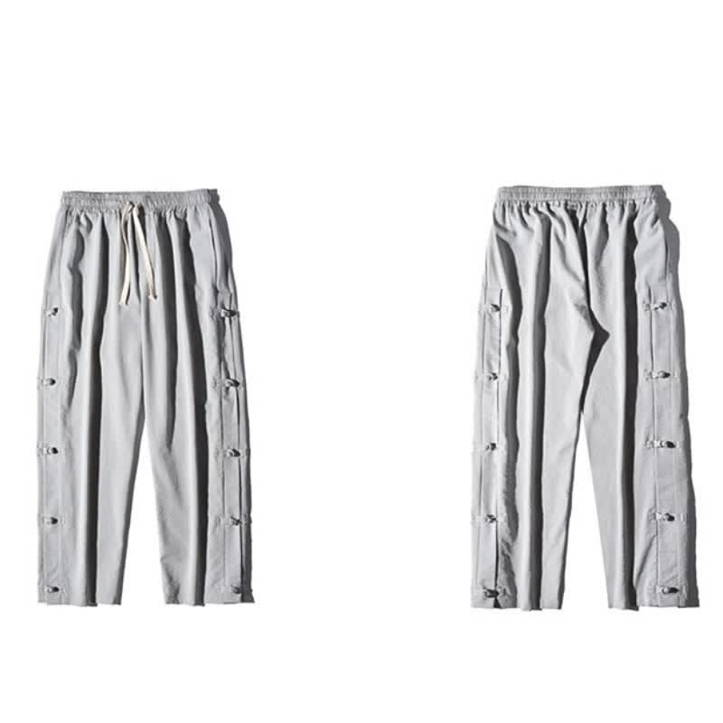 Buddha Stones Spring Summer Casual Tang Style Crane Side Slit Long Pants Men's Straight Leg Pants With Pockets - image 34