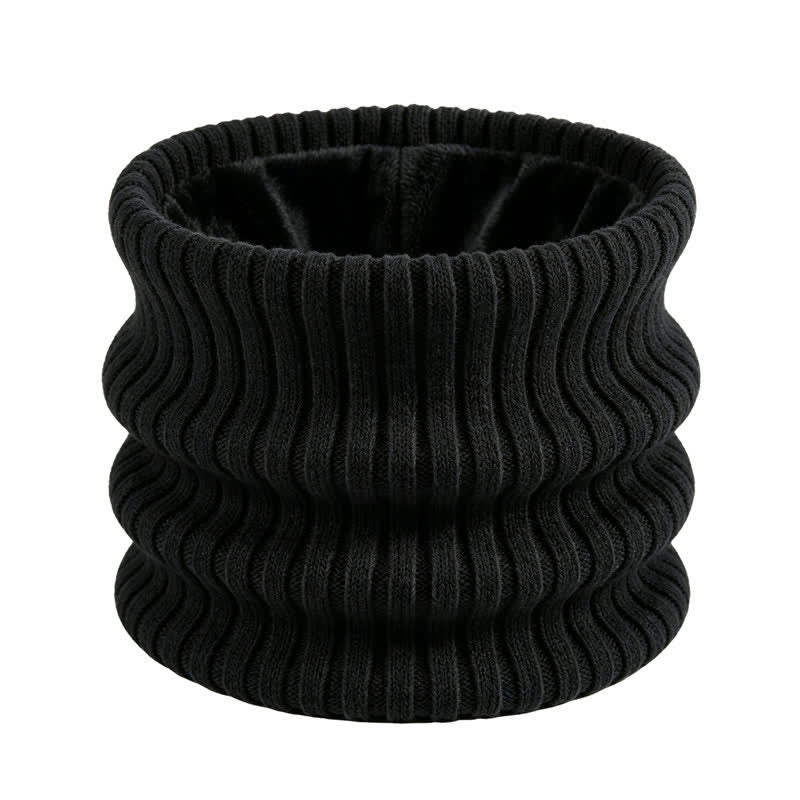 Buddha Stones Winter Ribbed Knit Fleece Lined Neck Gaiter Men's Scarf - Black - image 6
