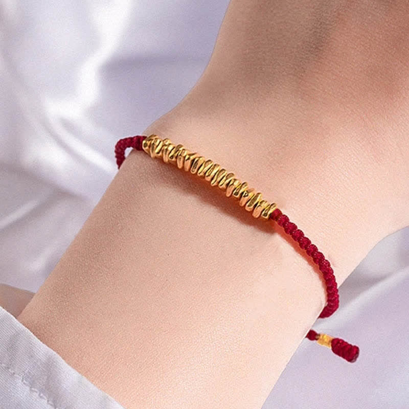 Buddha Stones 999 Gold Small Gold Pieces Design Handmade Protection Braided Rope Bracelet - image 10