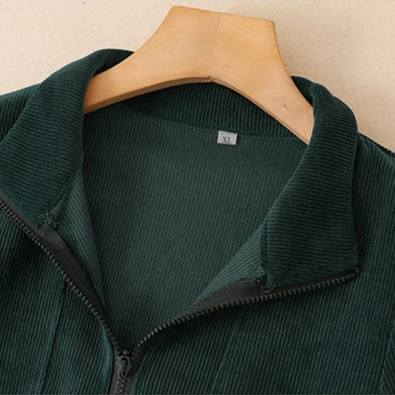 Buddha Stones Fall Winter Casual Tang Style Quarter Zip Solid Corduroy Women's Long Sleeve Dress With Pockets - image 4