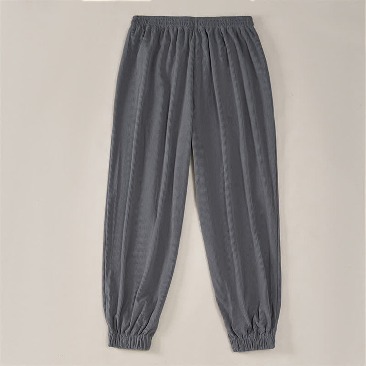 Buddha Stones Fall Winter Casual Drawstring Solid Corduroy Long Pants Men's Tapered Pants With Pockets - image 24