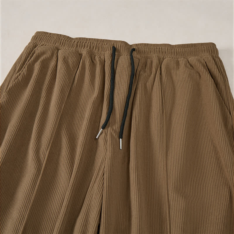 Buddha Stones Fall Winter Casual Drawstring Solid Corduroy Long Pants Men's Tapered Pants With Pockets - image 5