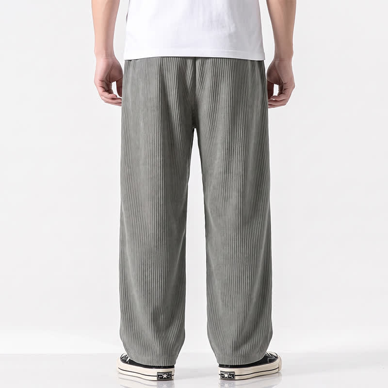 Buddha Stones Fall Winter Minimalist Casual Drawstring Solid Corduroy Long Pants Men's Straight Leg Pants With Pockets - image 22
