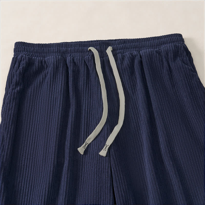 Buddha Stones Fall Winter Minimalist Casual Drawstring Solid Corduroy Long Pants Men's Straight Leg Pants With Pockets - image 15