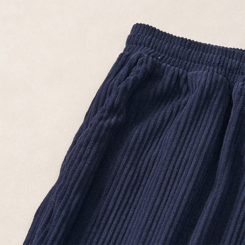 Buddha Stones Fall Winter Minimalist Casual Drawstring Solid Corduroy Long Pants Men's Straight Leg Pants With Pockets - image 16