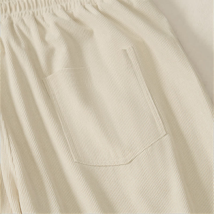 Buddha Stones Fall Winter Casual Minimalist Drawstring Solid Long Pants Corduroy Men's Tapered Pants With Pockets - image 17