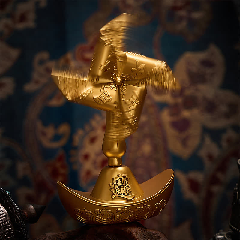Buddha Stones Brass Ship Pinwheel Ingot Direction Decor Wealth & Fortune Symbols - image 5