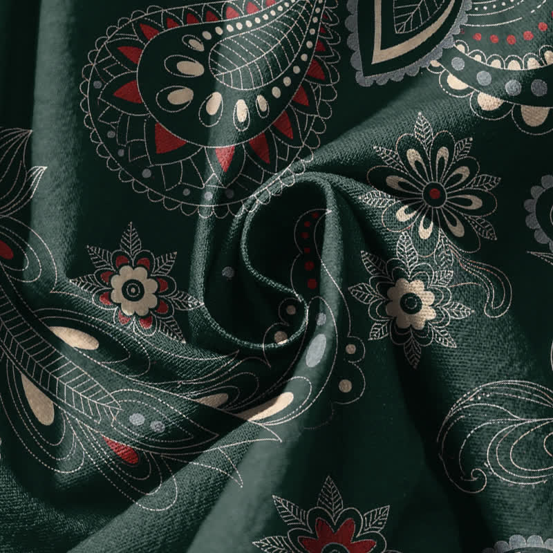 Buddha Stones Pure Cotton Ethnic Floral Paisley Pattern Drawstring Men's Harem Pants With Pockets - image 11