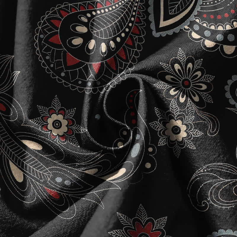 Buddha Stones Pure Cotton Ethnic Floral Paisley Pattern Drawstring Men's Harem Pants With Pockets - image 17