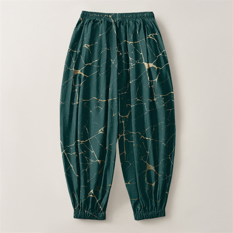 Buddha Stones Pure Cotton Boho Marble Streak Pattern Drawstring Men's Harem Pants With Pockets - image 14