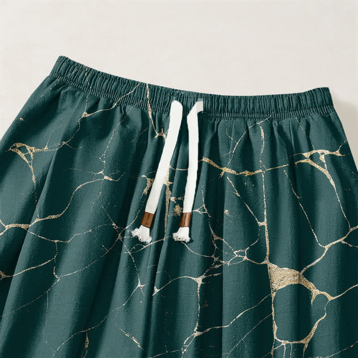 Buddha Stones Pure Cotton Boho Marble Streak Pattern Drawstring Men's Harem Pants With Pockets - image 15