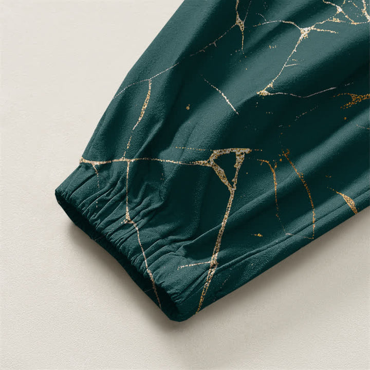 Buddha Stones Pure Cotton Boho Marble Streak Pattern Drawstring Men's Harem Pants With Pockets - image 16