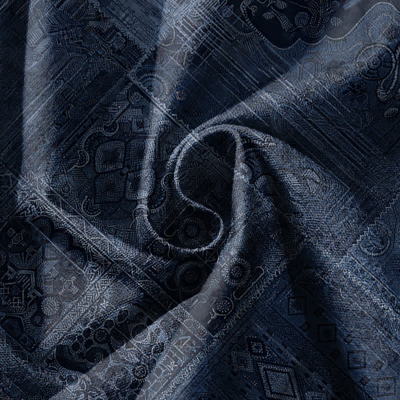 Buddha Stones Pure Cotton Shadow Paisley Pattern Drawstring Men's Harem Pants With Pockets - image 5