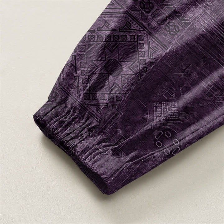 Buddha Stones Pure Cotton Shadow Paisley Pattern Drawstring Men's Harem Pants With Pockets - image 10