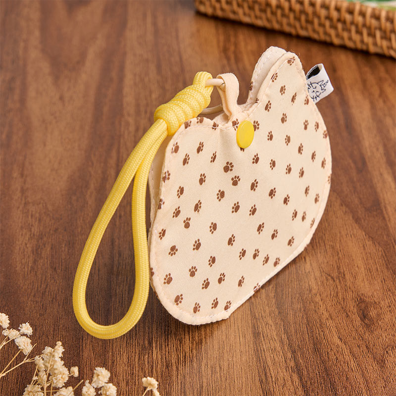 Buddha Stones Yellow White Kitten Paw Print Pattern Cute Snap Button Wallet - image 2