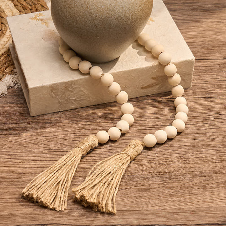 Buddha Stones Natural Wood Macrame Bead Hanging Tassel Mindful Living Decor - image 5