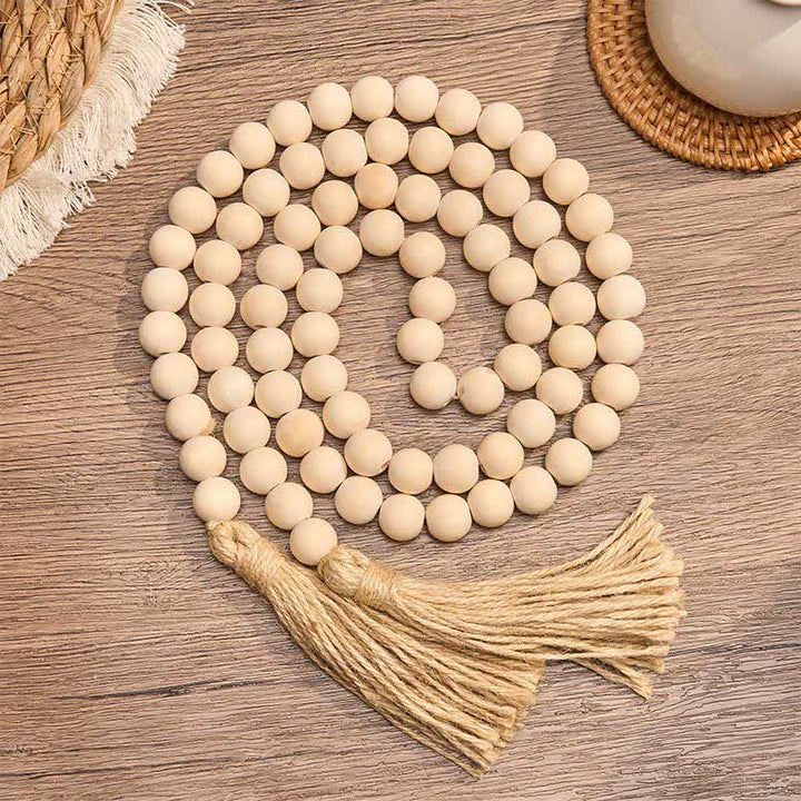 Buddha Stones Natural Wood Macrame Bead Hanging Tassel Mindful Living Decor - 16mm - 84 Beads - image 8