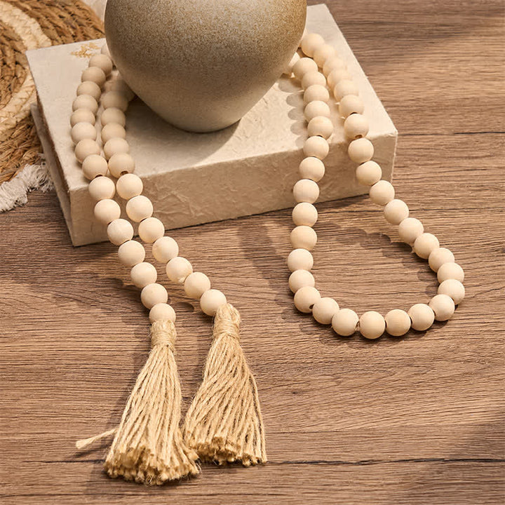 Buddha Stones Natural Wood Macrame Bead Hanging Tassel Mindful Living Decor - image 14