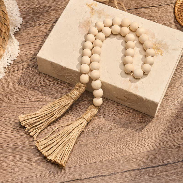 Buddha Stones Natural Wood Macrame Bead Hanging Tassel Mindful Living Decor - image 2