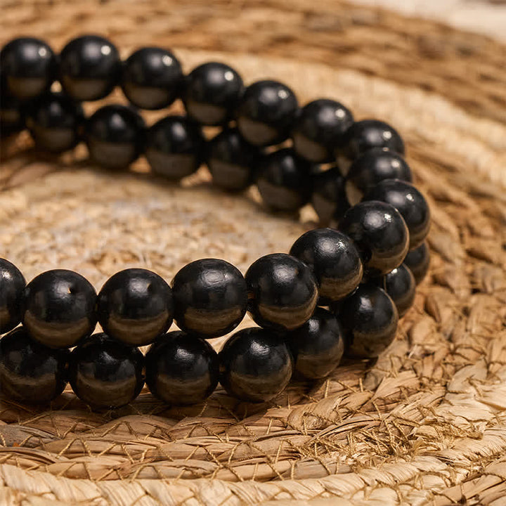 Buddha Stones Black Minimalist Rustic Wood Bead Garland for Calm Spaces Mindful Living Decor - image 15