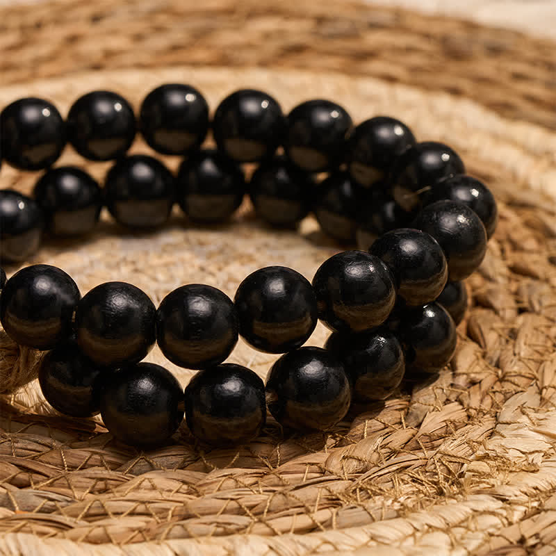 Buddha Stones Black Minimalist Rustic Wood Bead Garland for Calm Spaces Mindful Living Decor - image 7