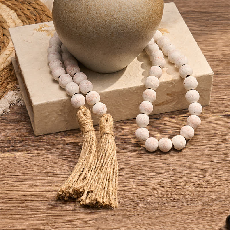 Buddha Stones Mottled Wood Texture Double Tassel Hanging Mindful Living Decor - image 2
