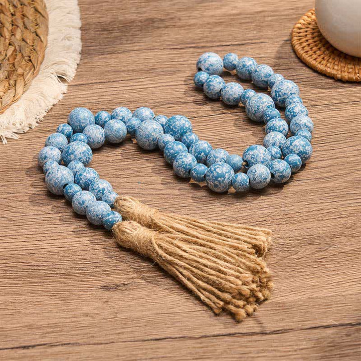 Buddha Stones Rustic Wood Bead Double Tassel Hanging Mindful Living Decor - image 18