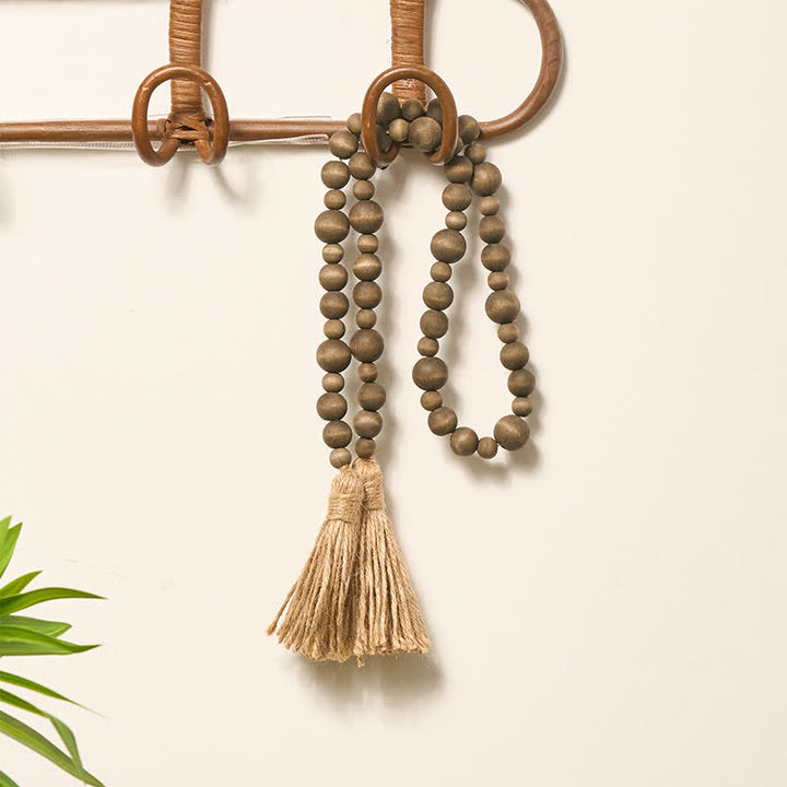 Buddha Stones Rustic Wood Bead Double Tassel Hanging Mindful Living Decor - image 6