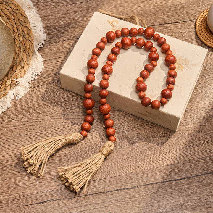 Buddha Stones Rustic Wood Bead Double Tassel Hanging Mindful Living Decor - image 9