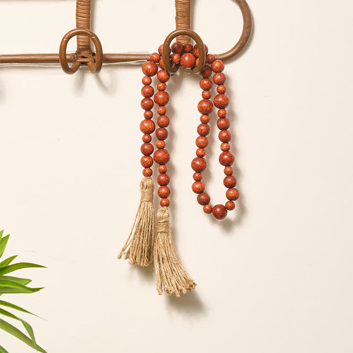 Buddha Stones Rustic Wood Bead Double Tassel Hanging Mindful Living Decor - image 14