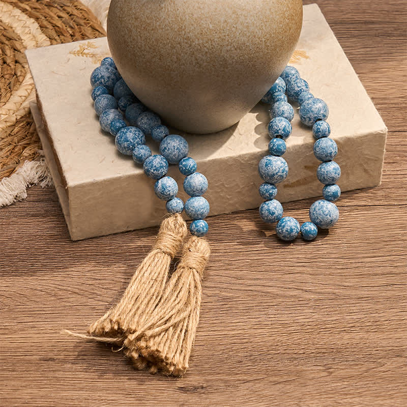 Buddha Stones Rustic Wood Bead Double Tassel Hanging Mindful Living Decor - image 20