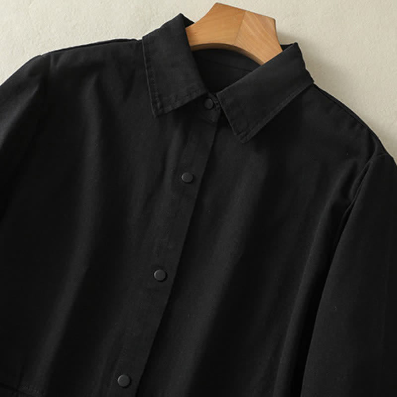 Buddha Stones Fall Casual Button-Up Solid Women's Jacket With Pockets - image 10