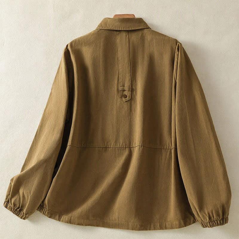 Buddha Stones Fall Casual Button-Up Solid Women's Jacket With Pockets - image 1