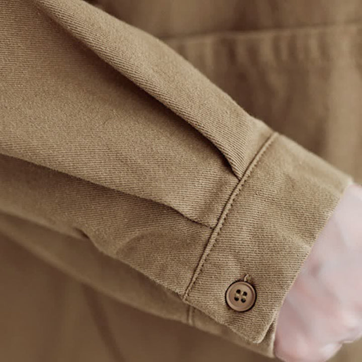 Buddha Stones Spring Fall Basic Minimalist Button-Up Solid Cotton Women's Jacket With Pockets - image 13
