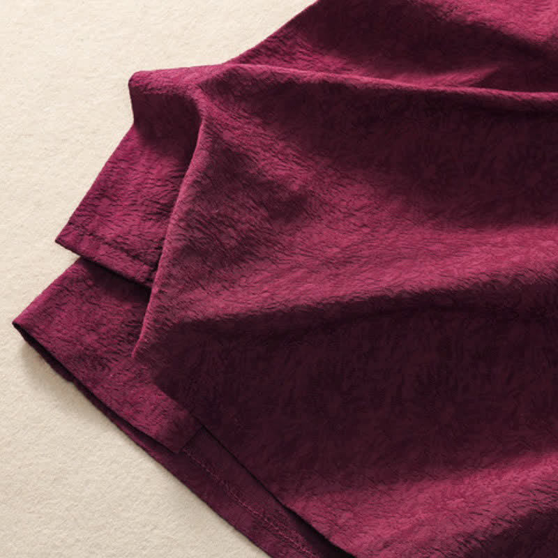 Buddha Stones Fall Vintage Tang Style Pankou Solid Cotton Linen Women's Skirts With Pocket - image 7