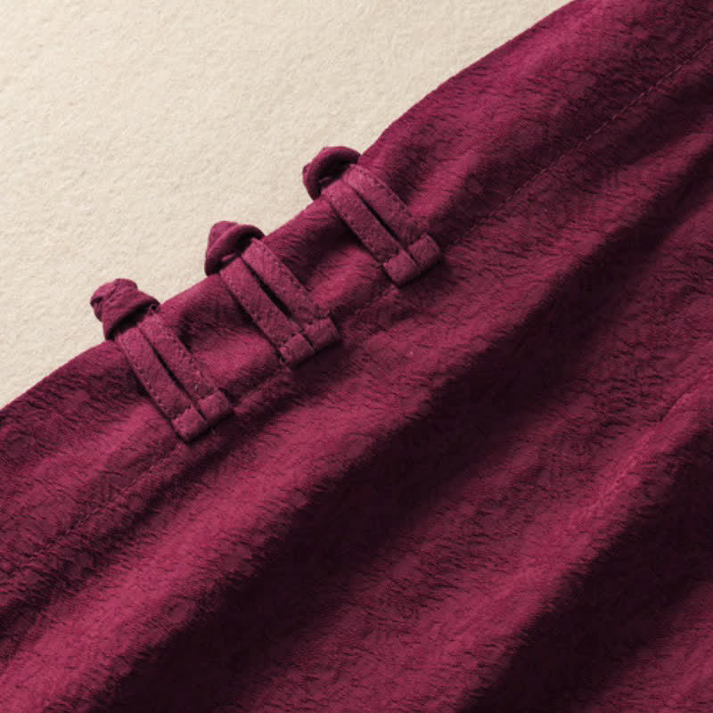 Buddha Stones Fall Vintage Tang Style Pankou Solid Cotton Linen Women's Skirts With Pocket - image 5