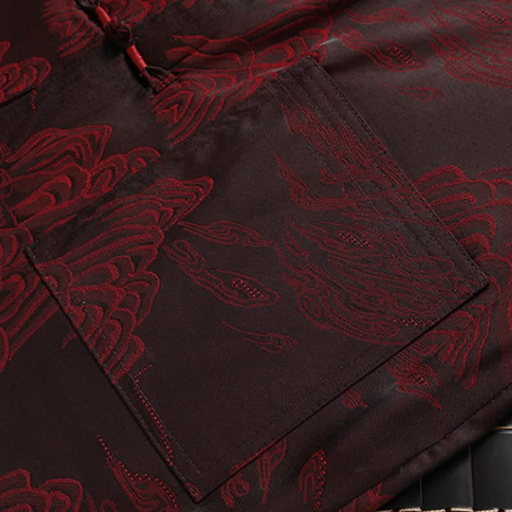 Buddha Stones 2Pcs Spring Fall Tang Style Classic Mandarin Collar Cloud Pattern Men's Meditation Cloth With Pockets - image 14