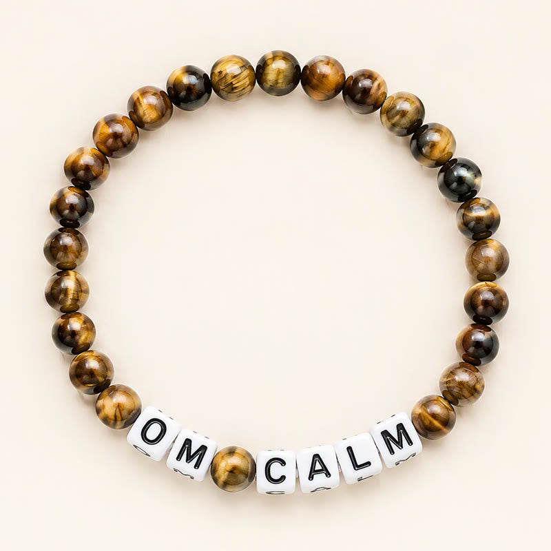 Buddha Stones Tiger Eye OM CALM Letters Beads Courage Bracelet - Tiger Eye(Protection ♥ Courage) - image 0