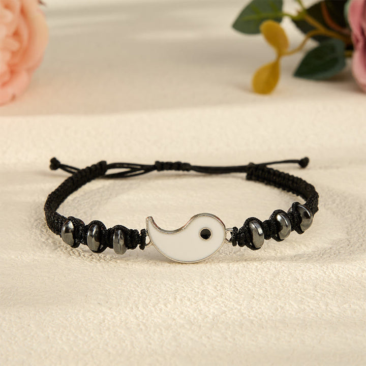 Buddha Stones 2pcs Yin Yang Hematite Support Adjustable Couple Bracelet - image 12