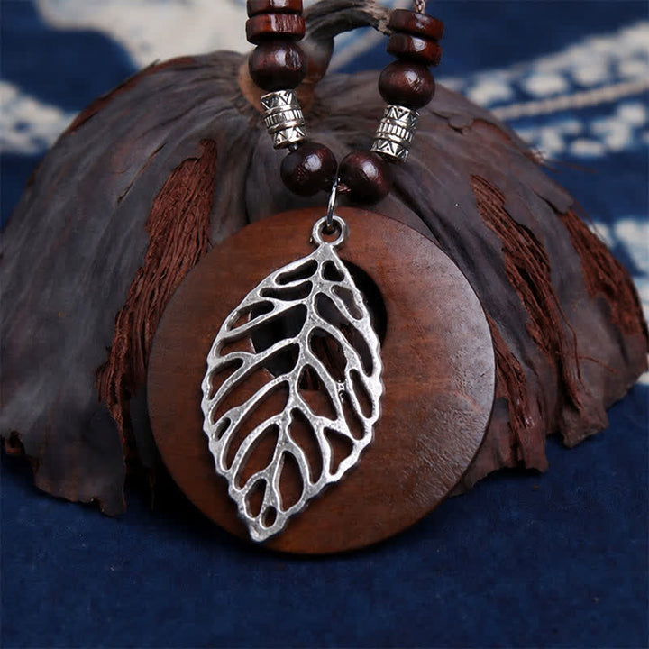 Buddha Stones Leather Wood Tree of Life Connection Pendant Necklace - image 8