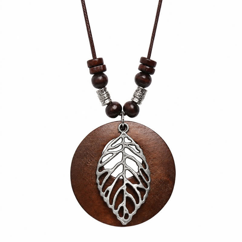 Buddha Stones Leather Wood Tree of Life Connection Pendant Necklace - image 7