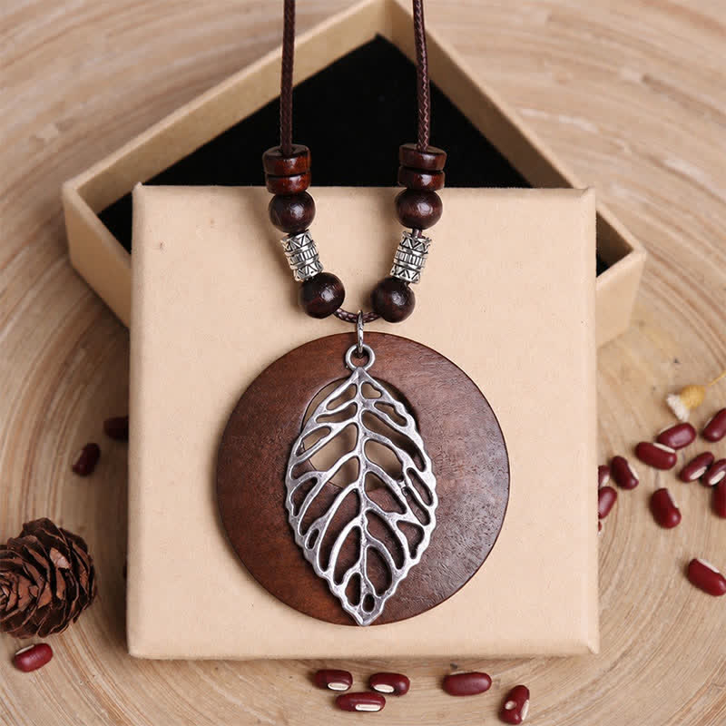 Buddha Stones Leather Wood Tree of Life Connection Pendant Necklace - Silver - image 6