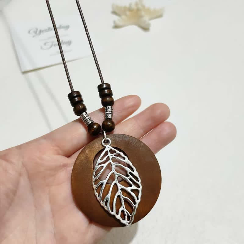 Buddha Stones Leather Wood Tree of Life Connection Pendant Necklace - image 11