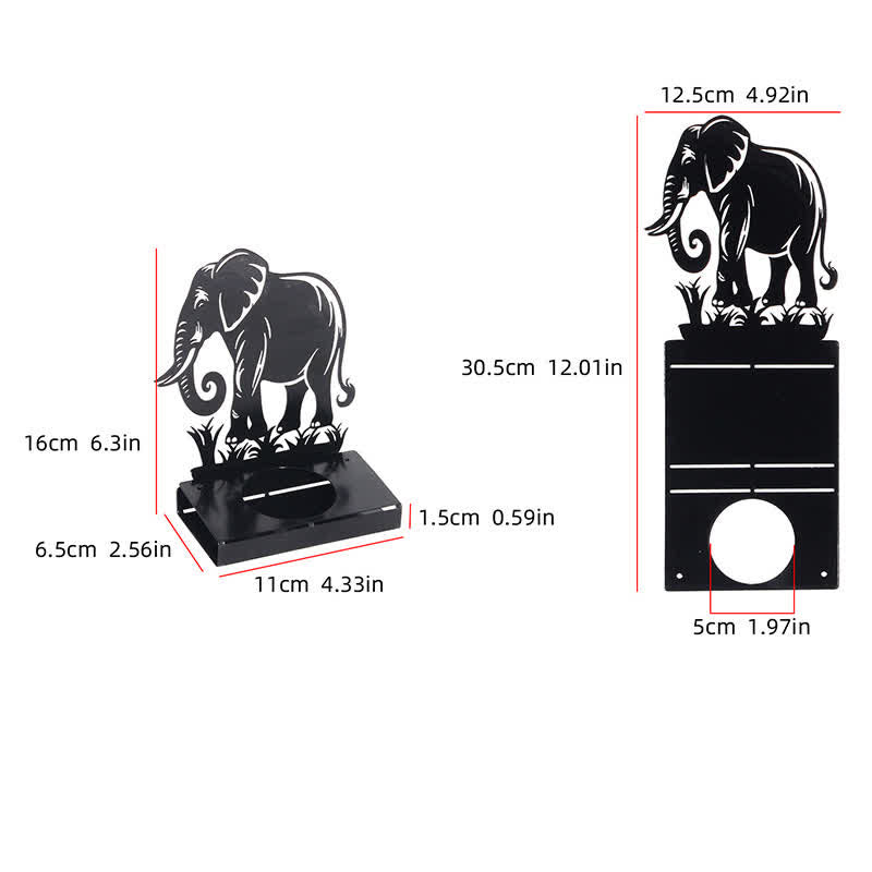 Buddha Stones Black Iron Bird Elephant Silhouette Strength Candle Holder - image 5